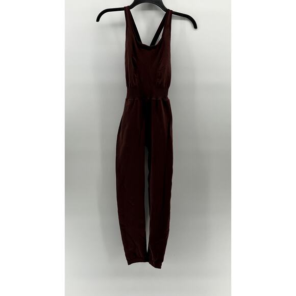 REFORMER Women's Brown Fitted Scoop-Neck Pilates Cutout-Back Jumpsuit SZ XS - Picture 3 of 14